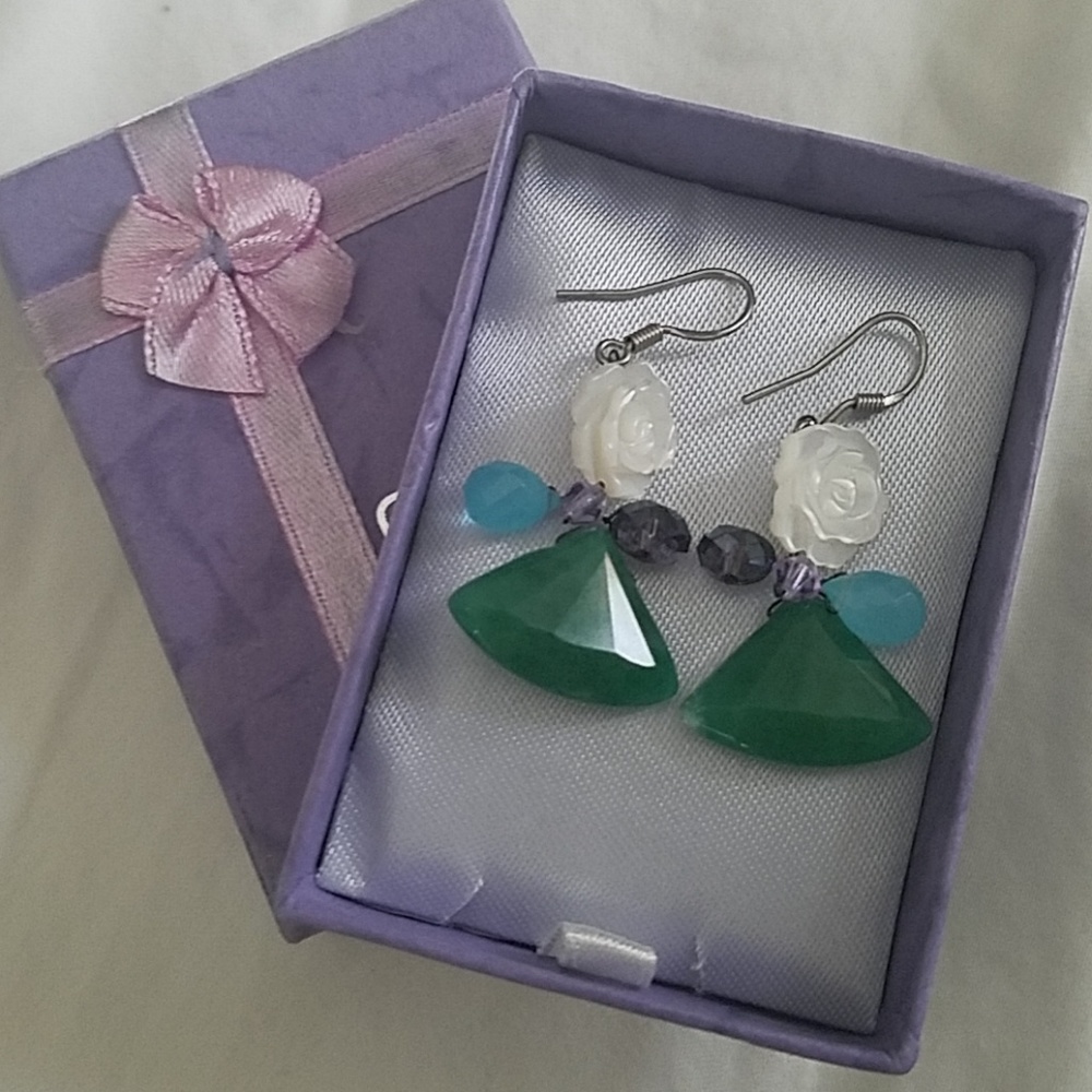 Dancing Flower Girl Jade Earrings